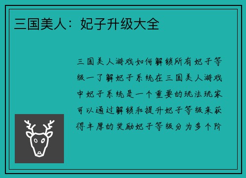 三国美人：妃子升级大全